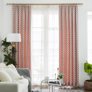 Lignes Perlées Rose Pâle Violet Pois et Rayures Rideau en Chenille 2