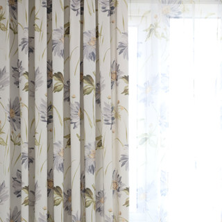 Faire entrer le jardin à l'intérieur Rideau de style Jute floral en coton gris à marguerites 3