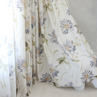 Faire entrer le jardin à l'intérieur Rideau de style Jute floral en coton gris à marguerites 2