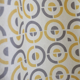 Cercle de Vie Moderne Jaune & Gris Motif Géométrique Rideau en Mélange de Coton 4
