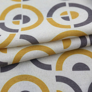 Cercle de Vie Moderne Jaune & Gris Motif Géométrique Rideau en Mélange de Coton 3