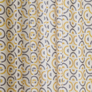 Cercle de Vie Moderne Jaune & Gris Motif Géométrique Rideau en Mélange de Coton 6