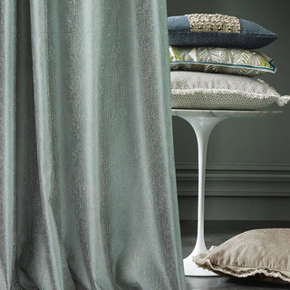 Métallique Fantaisie Délicatement Texturé Rayé Étincelant Chatoyant Gris Vert Rideau 1