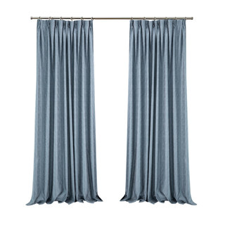 Métallique Fantaisie Délicat Texturé Rayé Étincelant Voile Brumeux Bleu Rideau 7