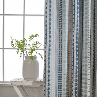 Passionné(e) par les pois Modern 3D Jacquard Bleu & Gris Motif géométrique Rideau 8