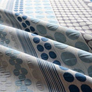 Passionné(e) par les pois Modern 3D Jacquard Bleu & Gris Motif géométrique Rideau 13
