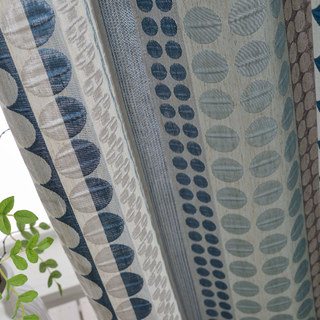 Passionné(e) par les pois Modern 3D Jacquard Bleu & Gris Motif géométrique Rideau 9