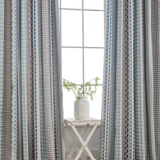 Passionné(e) par les pois Modern 3D Jacquard Bleu & Gris Motif géométrique Rideau 7