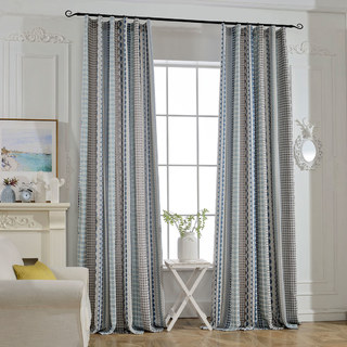 Passionné(e) par les pois Modern 3D Jacquard Bleu & Gris Motif géométrique Rideau 4