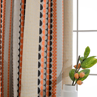 Obsédée par les pois Modern 3D Jacquard Orange Noir Motif géométrique Rideau