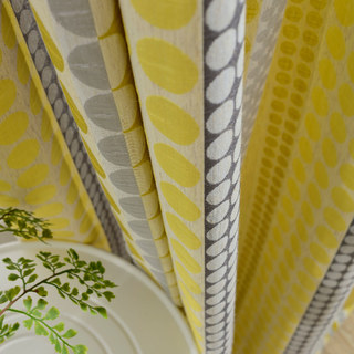 Obsédée par les pois Modern 3D Jacquard Jaune Gris Charbon Motifs Géométriques Rideau 6