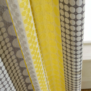 Obsédée par les pois Modern 3D Jacquard Jaune Gris Charbon Motifs Géométriques Rideau 5