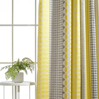 Obsédée par les pois Modern 3D Jacquard Jaune Gris Charbon Motifs Géométriques Rideau 7