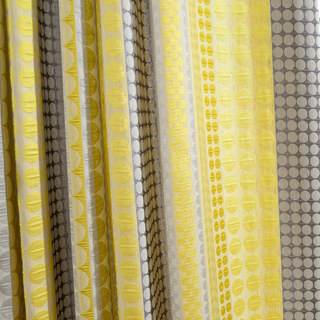 Obsédée par les pois Modern 3D Jacquard Jaune Gris Charbon Motifs Géométriques Rideau 8