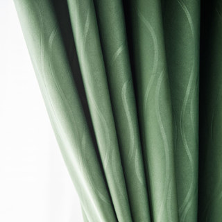 Rideaux occultants vert olive super épais à vagues ondulées 4
