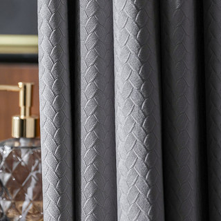 Rideaux occultants en velours gris Morandi texturé façon panier scandinave 4