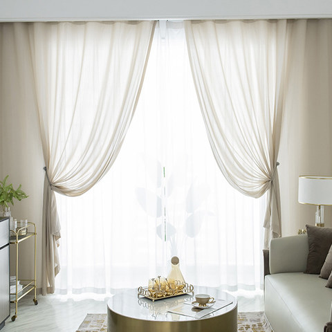 Sundance Texturé Rayé Beige Clair Mocha Voilage Semi-Transparent 1