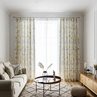 Faire entrer le jardin à l'intérieur Rideau de style jute floral crème jaune 2