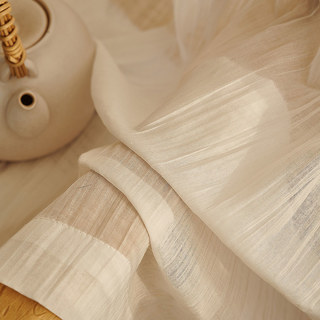 Coton Crush Crème Ivoire Rideau Voile Semi-Transparent Écrushé 5