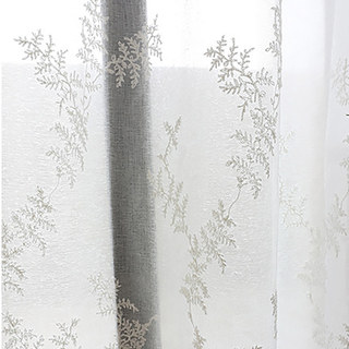 Broderie Pin Feuilles Blanc Floral Rideau Voile Transparent 10
