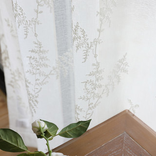 Broderie Pin Feuilles Blanc Floral Rideau Voile Transparent 4