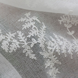 Broderie Pin Feuilles Blanc Floral Rideau Voile Transparent 7