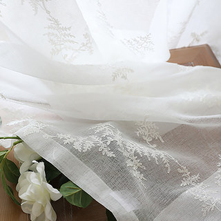 Broderie Pin Feuilles Blanc Floral Rideau Voile Transparent 8