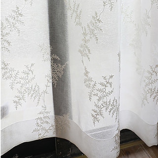 Broderie Pin Feuilles Blanc Floral Rideau Voile Transparent 9