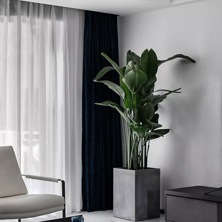 Exquis rideau en chenille bleu marine nuit, mat et luxueux 2