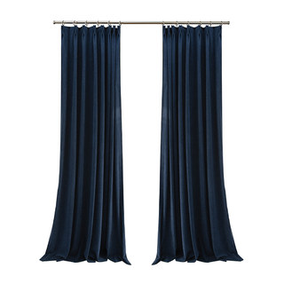 Exquis rideau en chenille bleu marine nuit, mat et luxueux 7