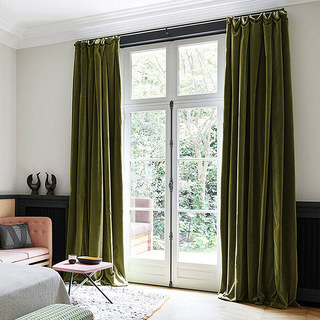 Rideau en chenille vert olive luxueux et mat exquis 3