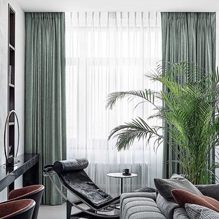 Métallique Fantaisie Délicatement Texturé Rayé Étincelant Chatoyant Gris Vert Rideau 3
