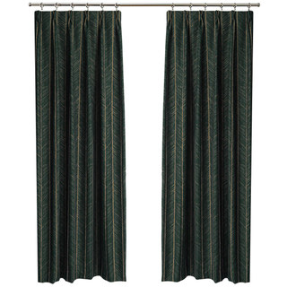 Nouveau Look Luxe Art Déco Chevron Vert Foncé & Or Étincelant Rideau Géométrique 8