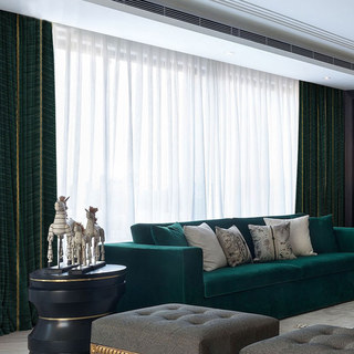 Nouveau Look Luxe Art Déco Chevron Vert Foncé & Or Étincelant Rideau Géométrique 2