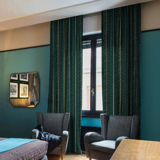 Nouveau Look Luxe Art Déco Chevron Vert Foncé & Or Étincelant Rideau Géométrique 3