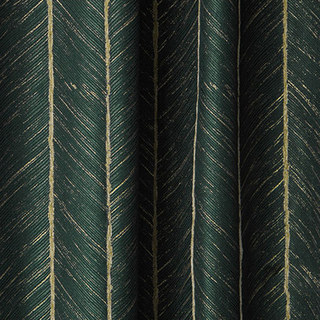 Nouveau Look Luxe Art Déco Chevron Vert Foncé & Or Étincelant Rideau Géométrique 4