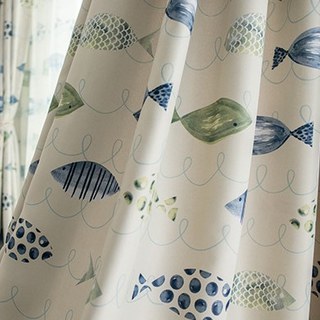 Vue Océan Vert Bleu Poisson Rideau Nautique