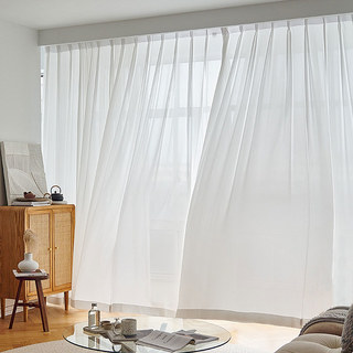 Rayures fines Blanc Voile froissé Rideau transparent 3