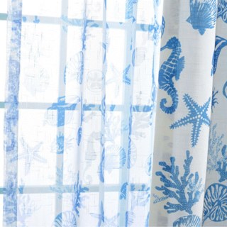 Esprit Marin Bleu Rideaux Voile Transparent Nautique