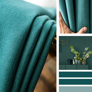 Simple Plaisirs Prairie Grain Tissu Texturé Discret Rayé Bleu Canard Rideaux Occultants 4