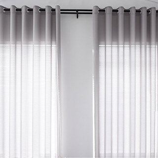 Sundance Texturé Rayé Gris Anthracite Clair Rideau Voile Léger 3