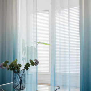La Parfaite Alliance Ombré Turquoise Bleu Voilage Texturé Transparent
