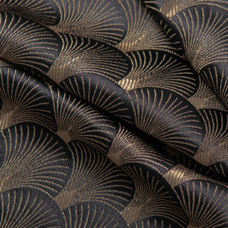 La Couronne des Années Folles, Rideau de Luxe Motif Coquillage Art Déco Noir & Or 5