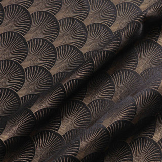 La Couronne des Années Folles, Rideau de Luxe Motif Coquillage Art Déco Noir & Or
