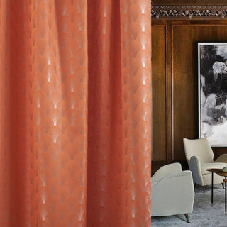 La Couronne des Années Folles Luxe Art Déco Coquillage Motif Orange & Argent Rideau 2