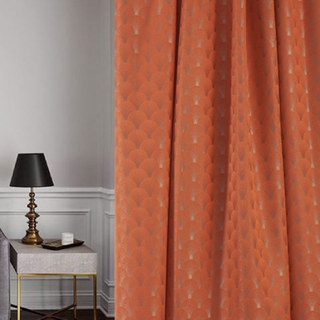 La Couronne des Années Folles Luxe Art Déco Coquillage Motif Orange & Argent Rideau
