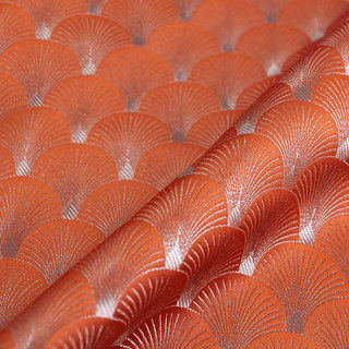 La Couronne des Années Folles Luxe Art Déco Coquillage Motif Orange & Argent Rideau