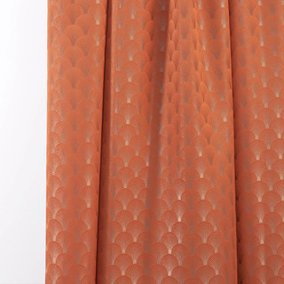 La Couronne des Années Folles Luxe Art Déco Coquillage Motif Orange & Argent Rideau 3