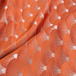 La Couronne des Années Folles Luxe Art Déco Coquillage Motif Orange & Argent Rideau 5