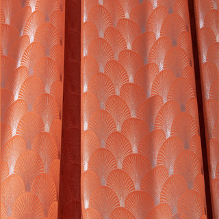 La Couronne des Années Folles Luxe Art Déco Coquillage Motif Orange & Argent Rideau 6